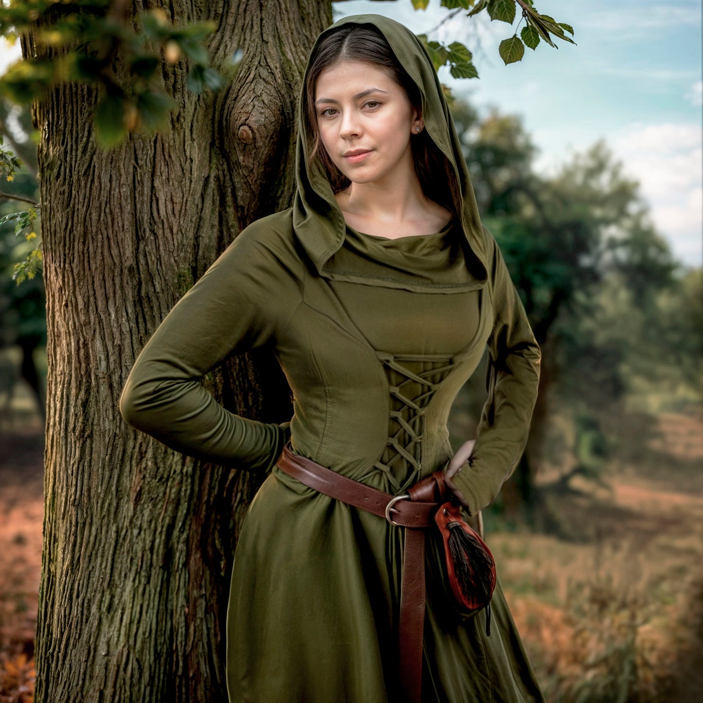 Forest Ranger Women Dress Hood, Medieval Assassin Hoodie, Elven Archer Cape, Renfaire Gothic Outfit, Fantasy LARP