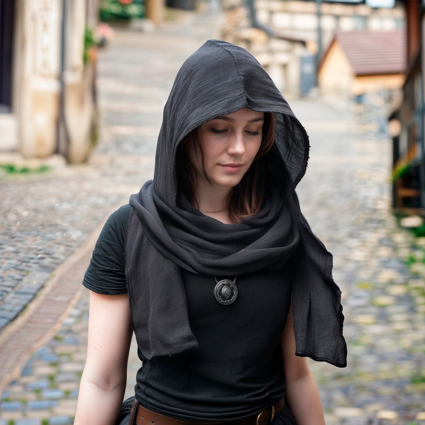 Medieval Black Ranger Cowl Shrug LARP Cosplay Costume, Men Archer Rogue Hoodie, Unisex Hooded Cape, Dune Sand Shawl, Shadow Green Outfit with Hood