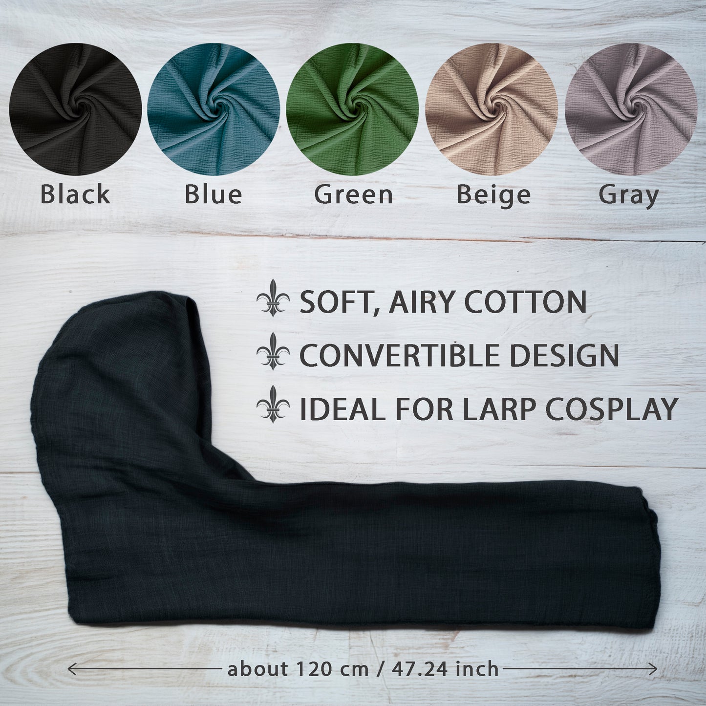 Medieval Ranger Cowl Shrug LARP Cosplay Costume, Men Archer Rogue Hoodie, Unisex Hooded Cape, Dune Sand Shawl, Shadow Green Outfit with Hood