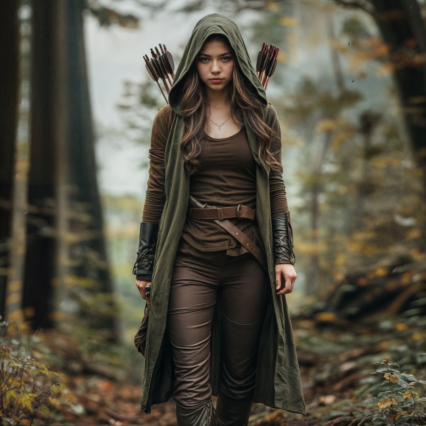 Medieval Women Green Hooded Linen Surcoat, Unisex Open-Front Tunic, Ranger Cape Cloak, Ren Faire Cosplay Costume, Fantasy LARP Outfit
