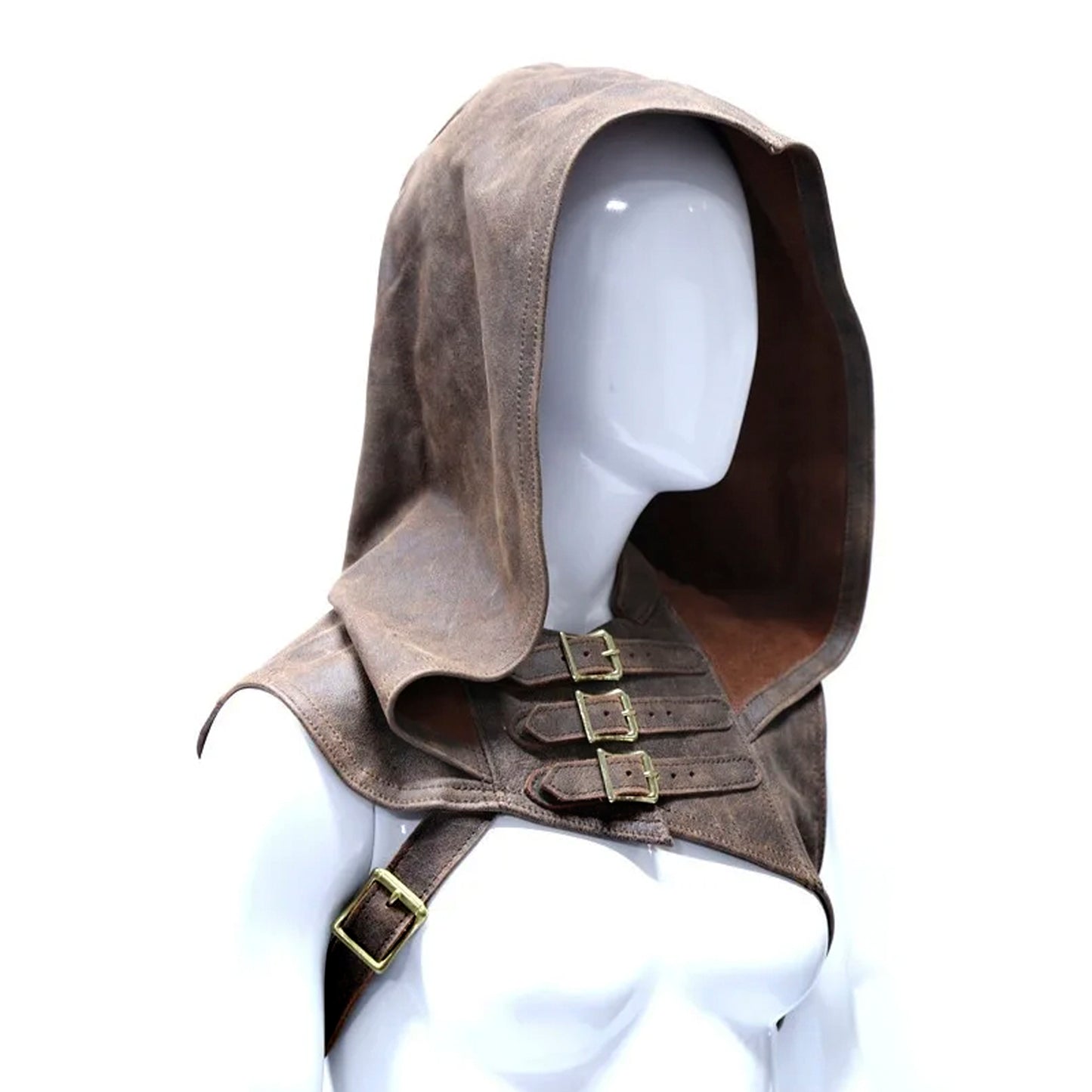 Medieval Ranger Hood, Vegetal Leather Cowl for LARP Cosplay Costume, Assassin Rogue Hoodie, Unisex Hooded Cape, Dune Steampunk Shadow Outfit