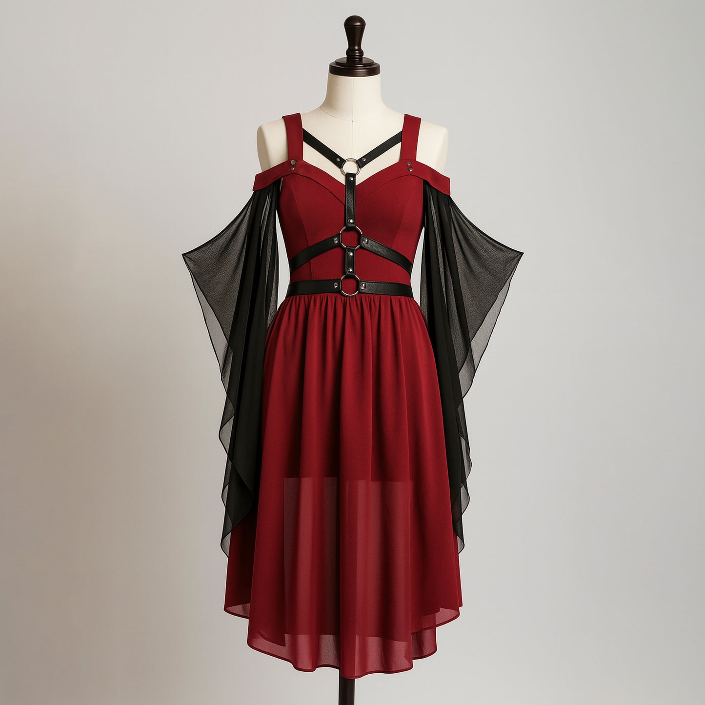 Fantasy Vampire Dress, Gothic Bloody Red Tulle Gown, Women Halloween Witch Costume, Steampunk Medieval Dark Elvish Cosplay Outfit Plus Size