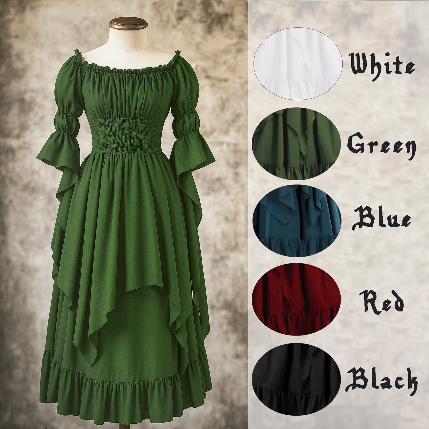 Renaissance Dress Medieval Fantasy Cosplay, Forest Fairy Princess Gown, Cottagecore Victorian Elven Renfaire Outfit, Women Halloween Costume