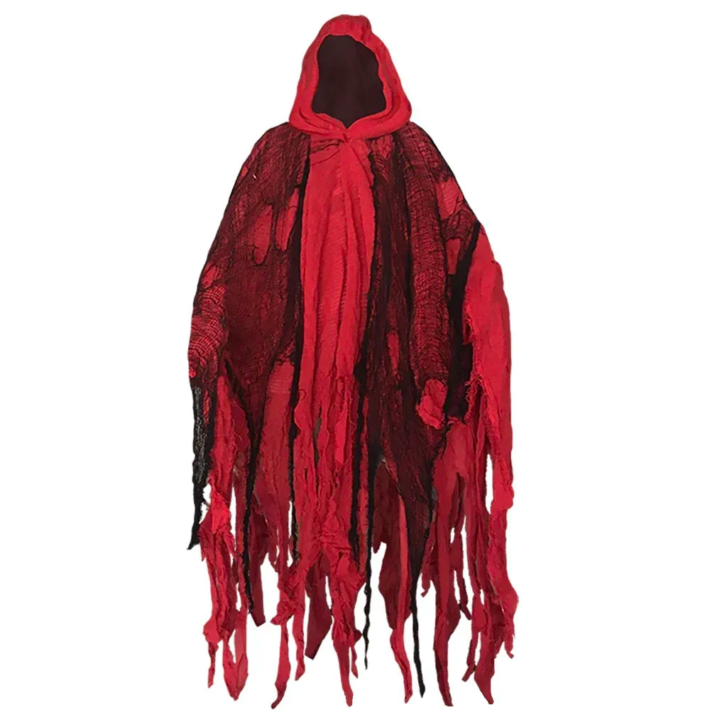 Adult Ghost Halloween Costume, Hooded Dark Spirit Cape Cloak, Spooky Masquerade Fantasy Cosplay Outfit, Horror Vampire Zombie Poncho Hood