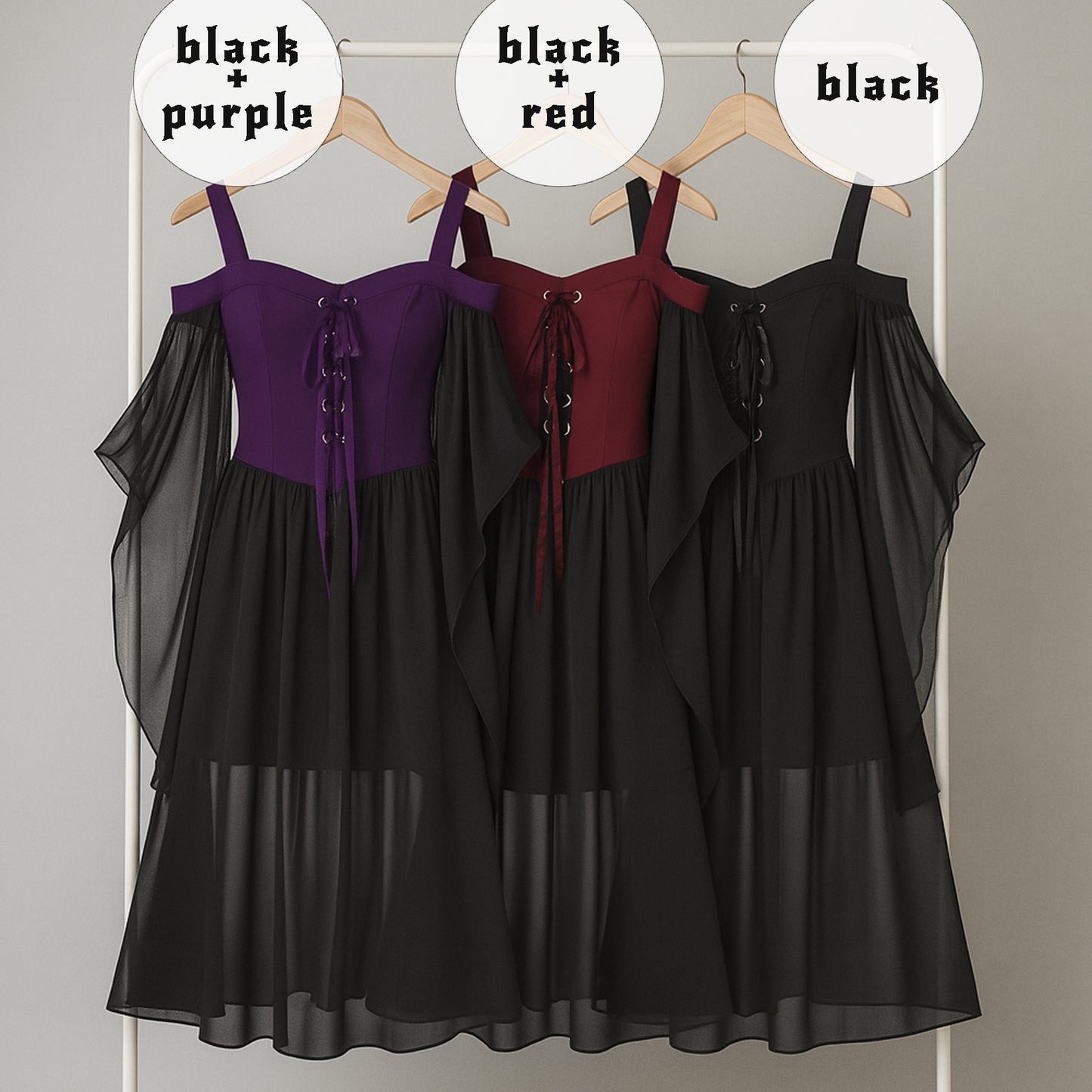Halloween Party Witch Dresses, Medieval Gothic Vampire Women Costume, Black Chiffon Gown Plus Size, Dark Fairy Outfit, Fantasy Elven Cosplay
