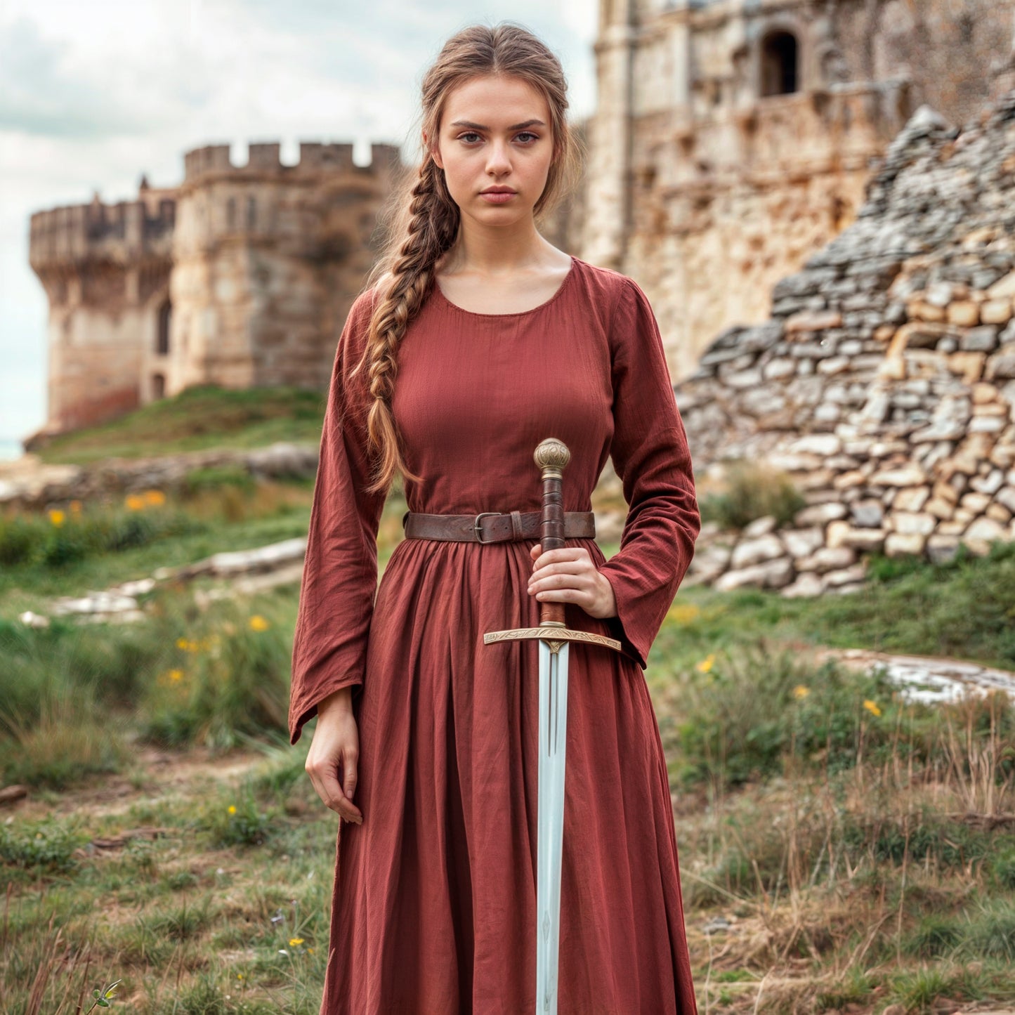 Simple Linen Medieval Dress, Viking Knight LARP Costume, Ranger Rustic Gown, Renfaire Plus Size Underdress