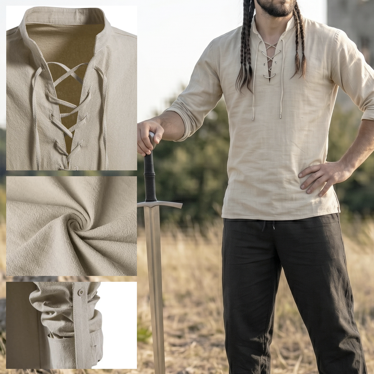 Medieval Men's Renfaire Costume for LARP Viking, Ranger Cosplay