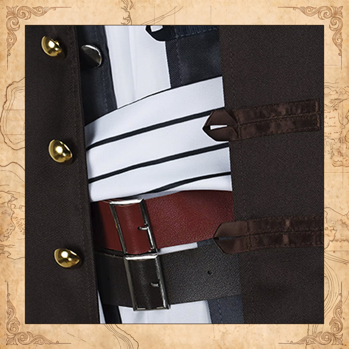 Jack Sparrow Cosplay Adult Costume, Caribbean Pirate Captain Clothes Set with Wig & Tricorne Hat