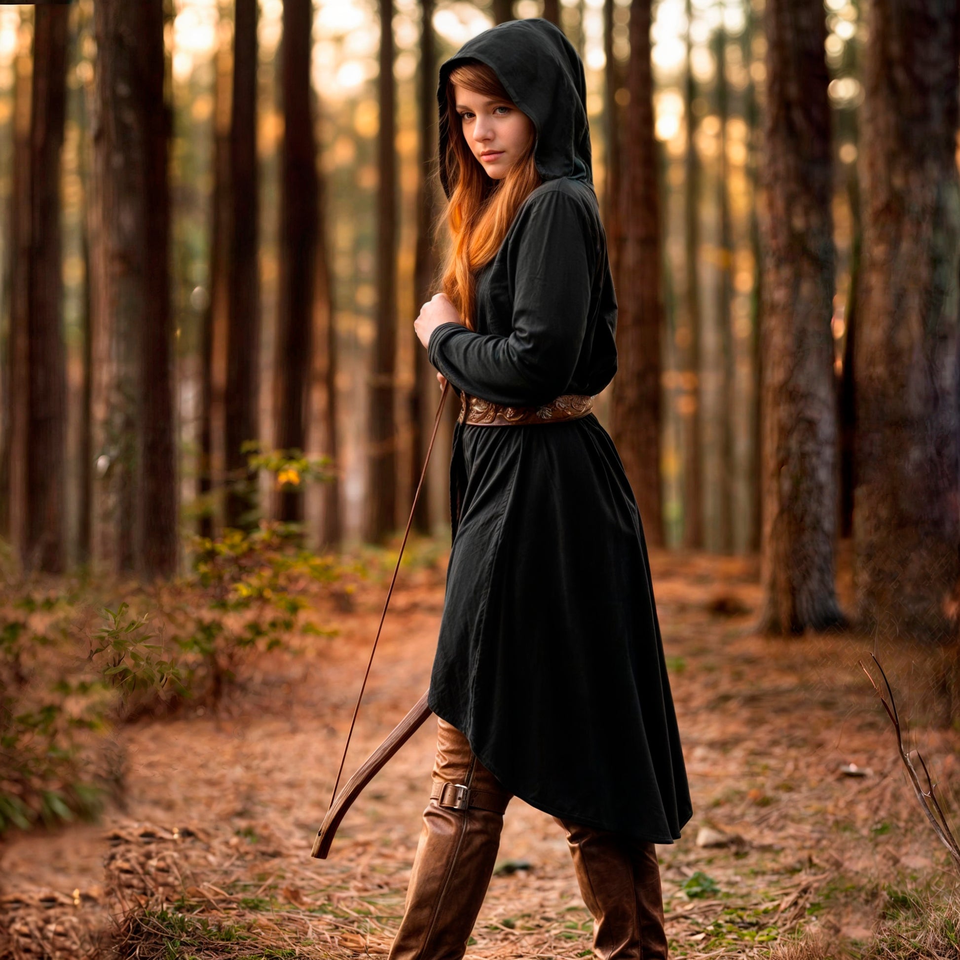 Black Ranger Women Dress Hood, Medieval Assassin Hoodie, Elven Archer Cape, Renfaire Gothic Outfit, Fantasy LARP