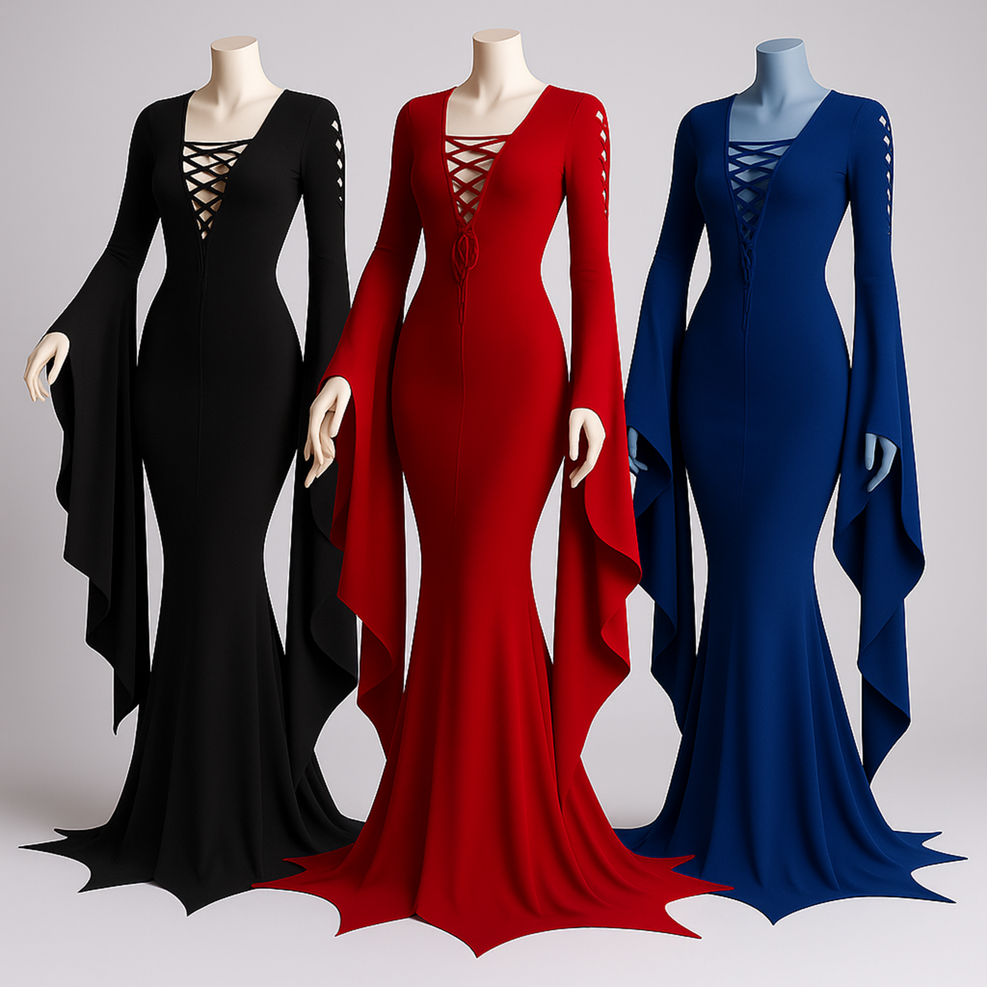 Morticia Addams Dresses, Witch Dress for Halloween Party, Medieval Gothic Vampire Women Costume, Long Floor Train Gown Plus Size, Fantasy Dark Elven Cosplay