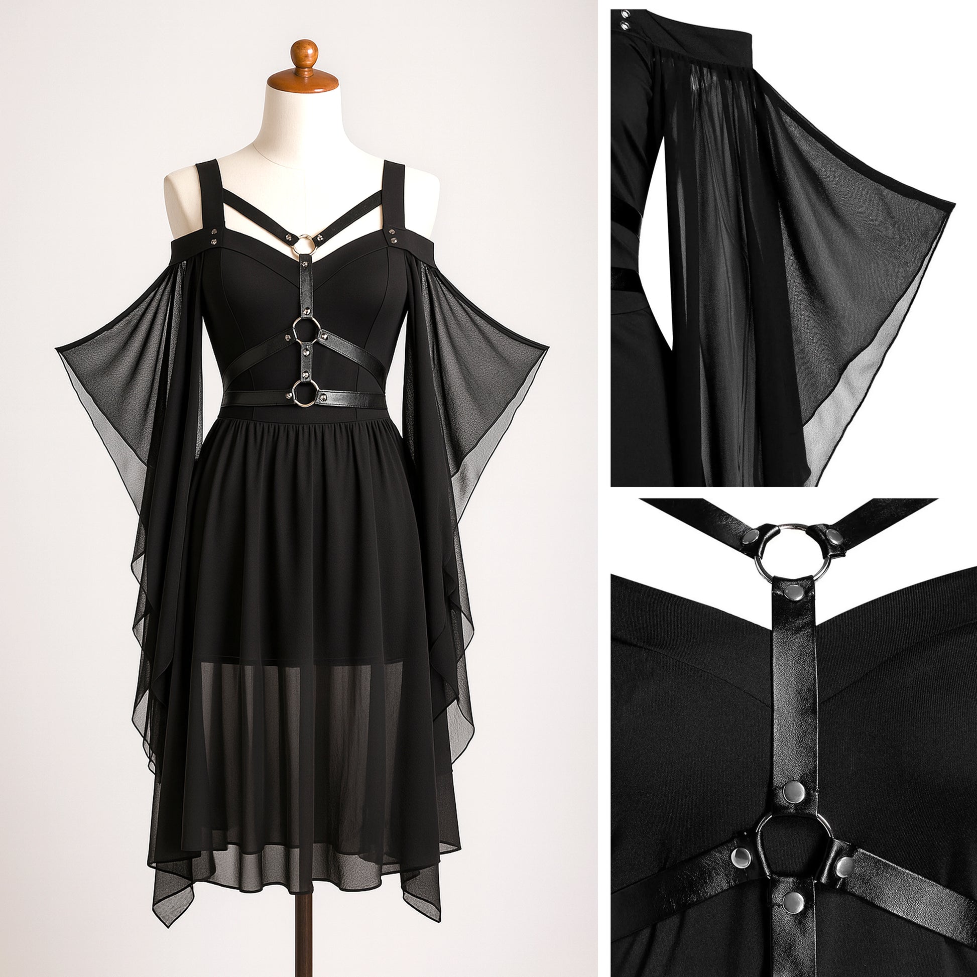 Fantasy Vampire Dress, Gothic Bloody Black Tulle Gown, Women Halloween Witch Costume, Steampunk Medieval Dark Elvish Cosplay Outfit Plus Size