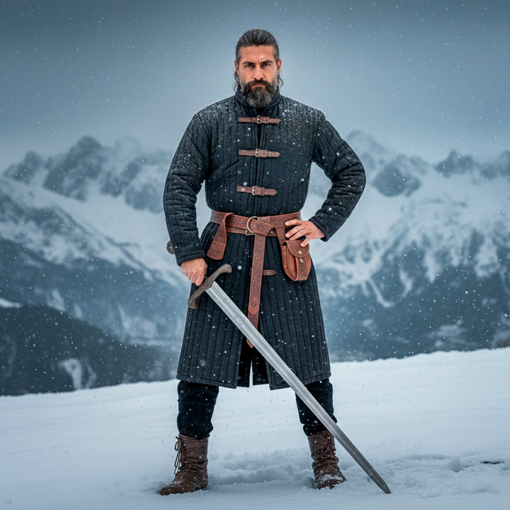 Medieval Knight Gambeson Aketon, Renaissance Fair Quilted Coat for SCA LARP Viking Warrior Cosplay Costume, Mens Padded Armor Jacket