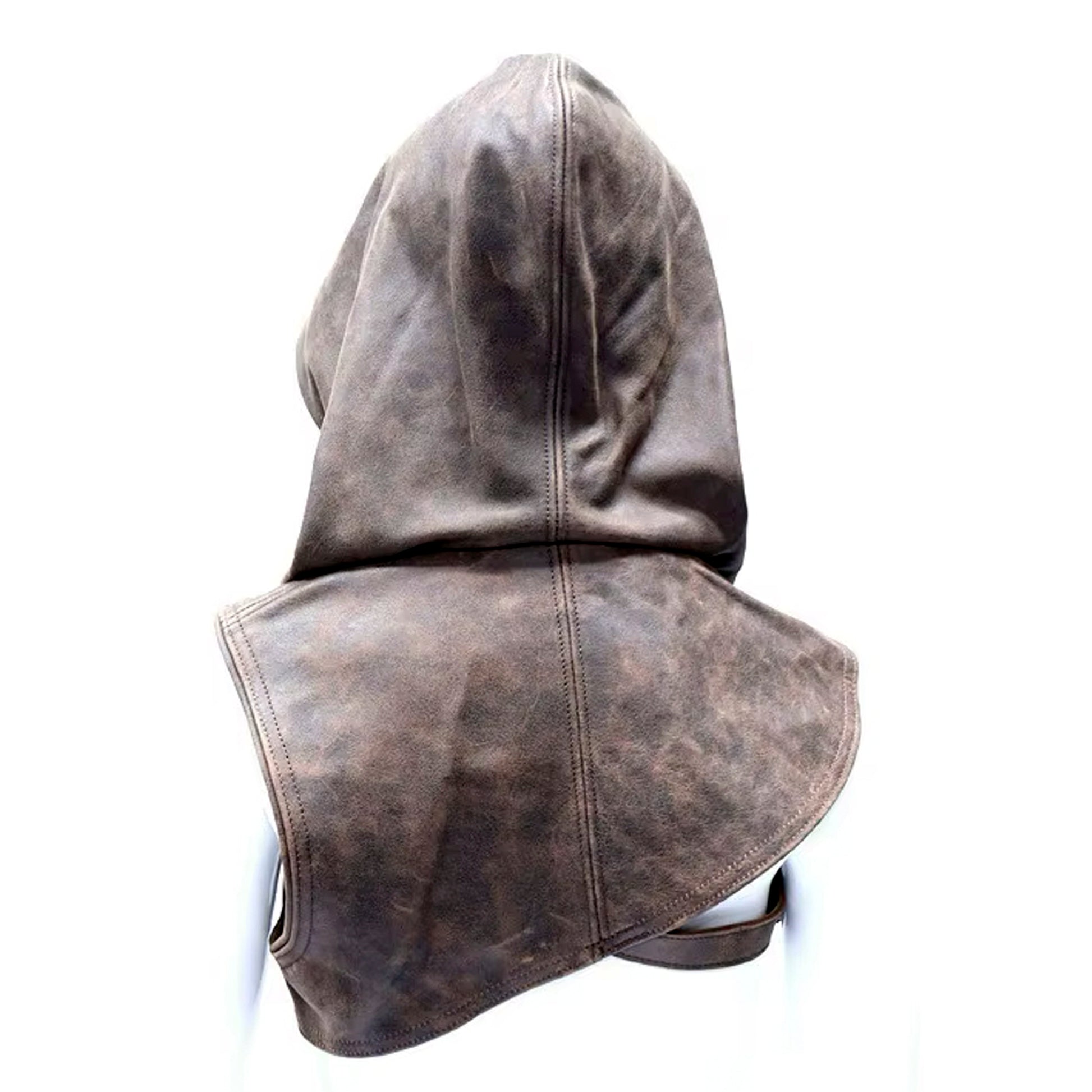 Medieval Ranger Hood, Vegetal Leather Cowl for LARP Cosplay Costume, Assassin Rogue Hoodie, Unisex Hooded Cape, Dune Steampunk Shadow Outfit