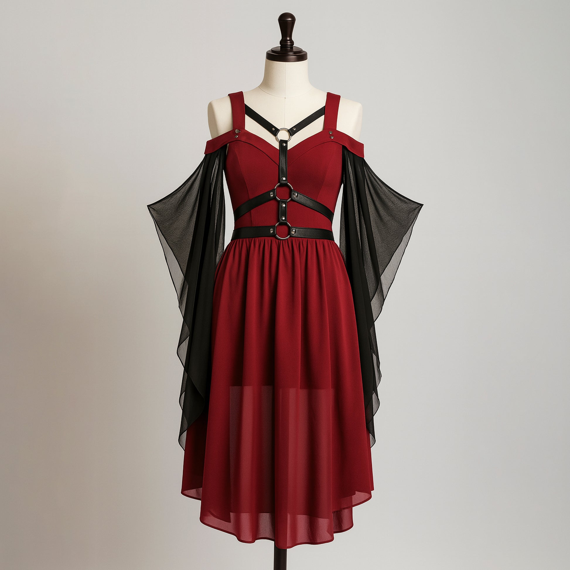Fantasy Vampire Dress, Gothic Bloody Red Tulle Gown, Women Halloween Witch Costume, Steampunk Medieval Dark Elvish Cosplay Outfit Plus Size