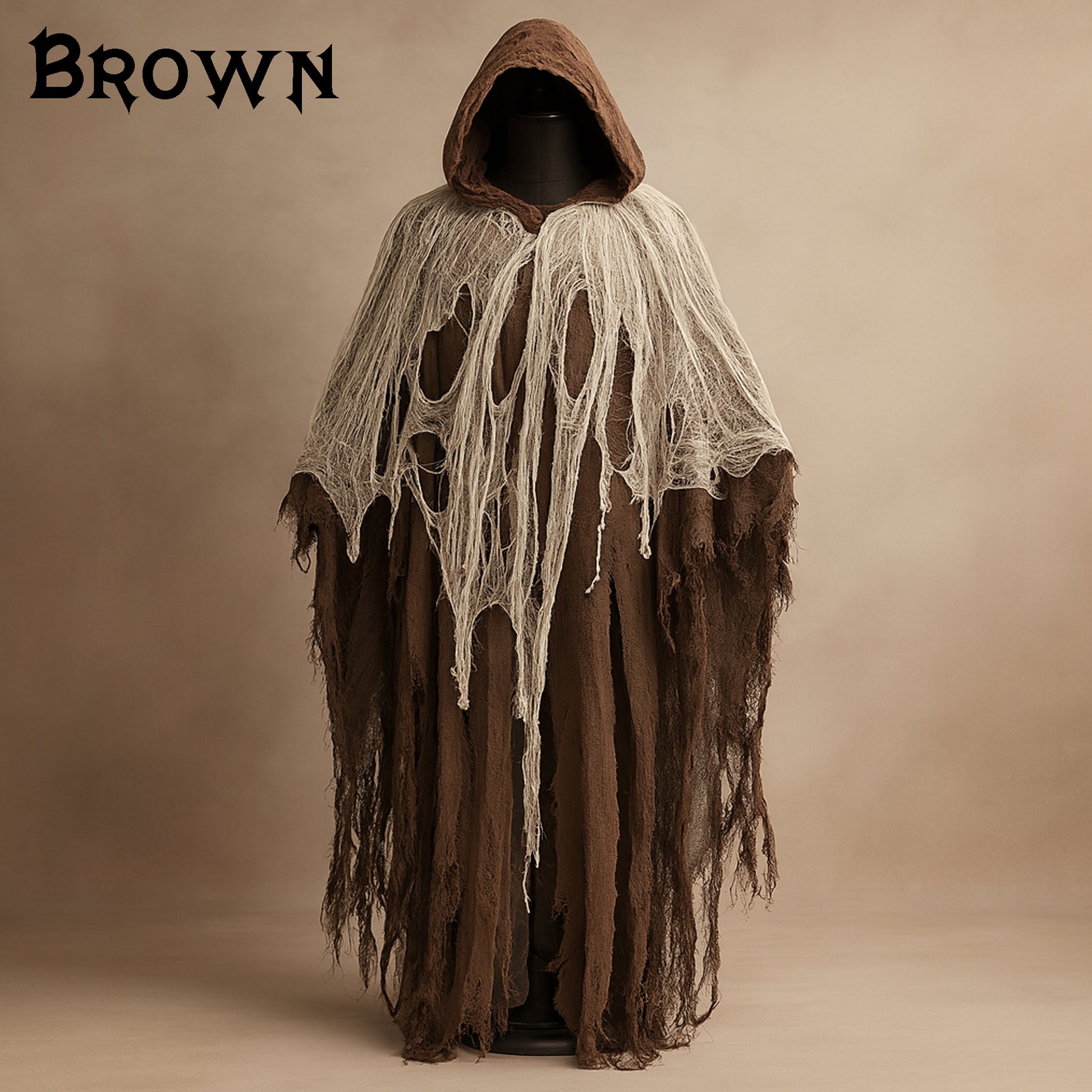 Adult Ghost Halloween Costume, Hooded Dark Spirit Cape Cloak, Spooky Masquerade Fantasy Cosplay Outfit, Horror Vampire Zombie Poncho Hood