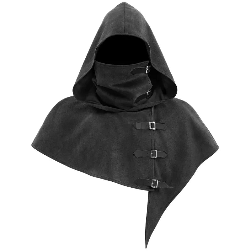 Unisex Medieval Hood Half Cloak Face Cower, Women Men Renfaire LARP Cosplay