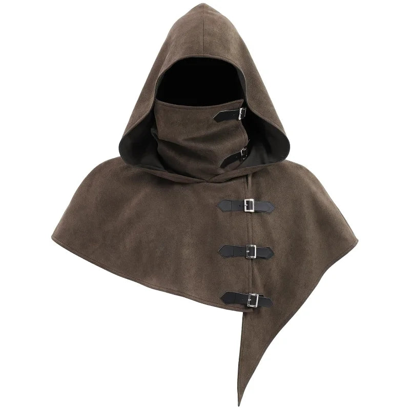 Unisex Medieval Hood Half Cloak Face Cower, Women Men Renfaire LARP Cosplay