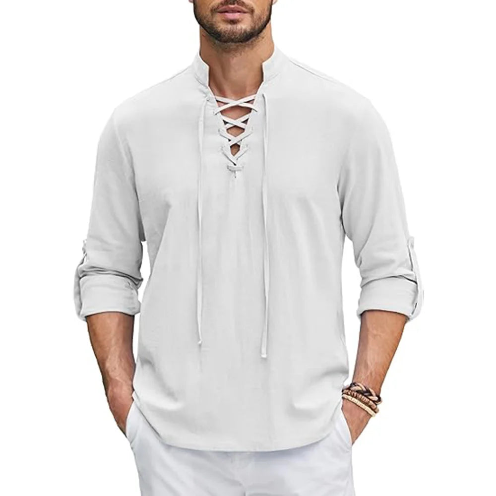 Medieval Men Shirt Tunic with Lace-Up