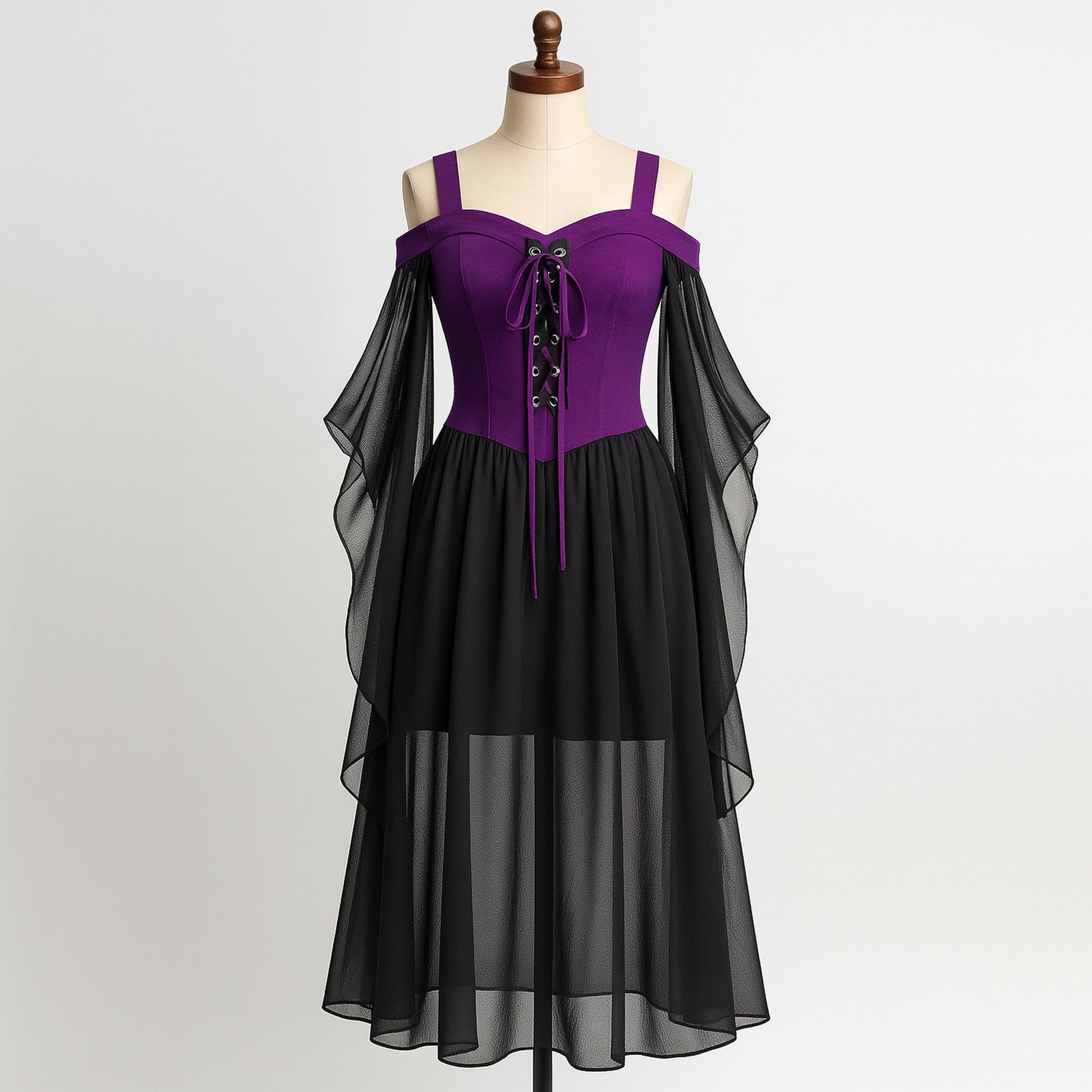 Halloween Party Witch Dress, Medieval Gothic Vampire Women Costume, Black Chiffon Gown Plus Size, Dark Fairy Outfit, Fantasy Elven Cosplay