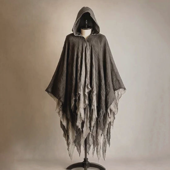 Adult Ghost Halloween Costume, Hooded Dark Spirit Cape Cloak, Spooky Masquerade Fantasy Cosplay Outfit, Horror Vampire Zombie Poncho Hood