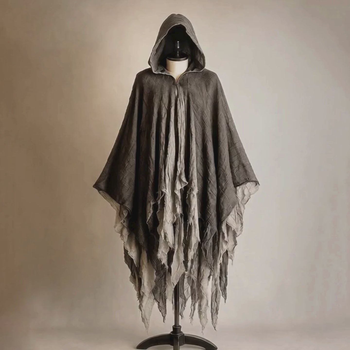 Adult Ghost Halloween Costume, Hooded Dark Spirit Cape Cloak, Spooky Masquerade Fantasy Cosplay Outfit, Horror Vampire Zombie Poncho Hood